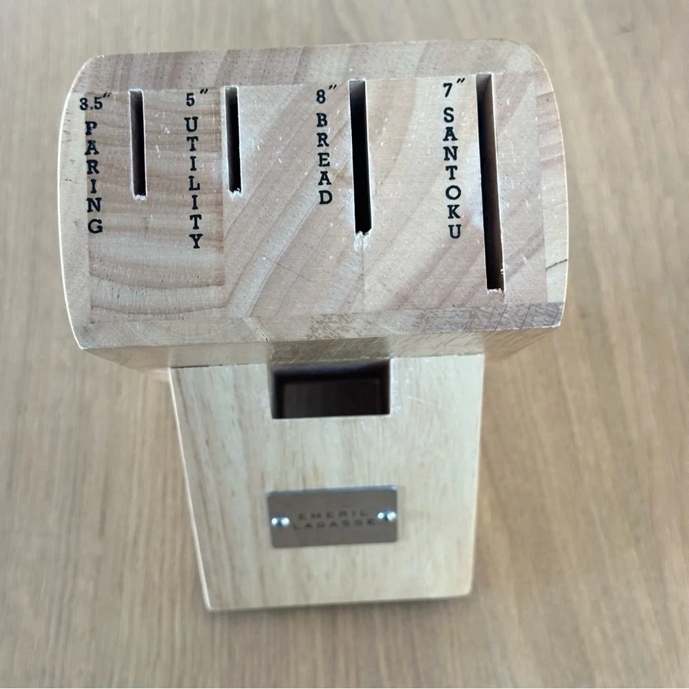 Emeril Lagasse 5-Slot Knife Block Natural Wood Oak Light wood